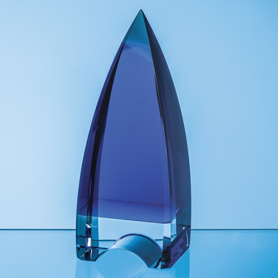 Picture of 20,5CM COBALT BLUE & CLEAR TRANSPARENT OPTICAL CRYSTAL PINNACLE AWARD.