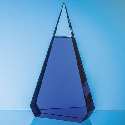 Picture of 25,5CM COBALT BLUE & CLEAR TRANSPARENT OPTICAL CRYSTAL PRISM AWARD.