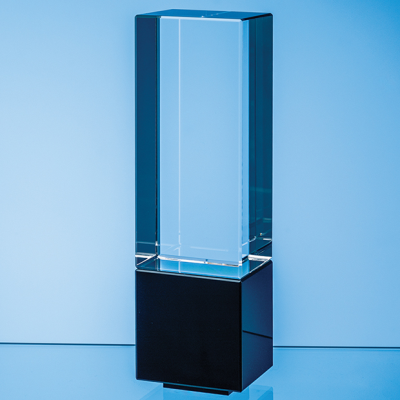 Picture of 22CM CLEAR TRANSPARENT & ONYX BLACK OPTICAL CRYSTAL BERKLEY COLUMN AWARD.