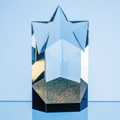 Picture of 16CM SPARKLING GOLD OPTICAL CRYSTAL STAR COLUMN AWARD.