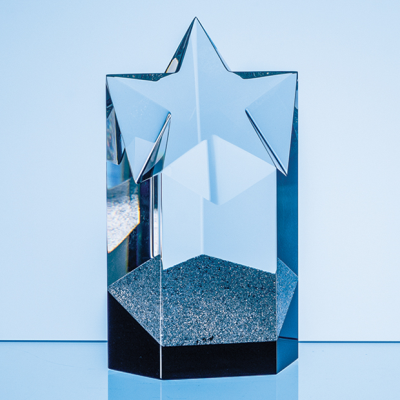 Picture of 16CM SPARKLING SILVER OPTICAL CRYSTAL STAR COLUMN AWARD.