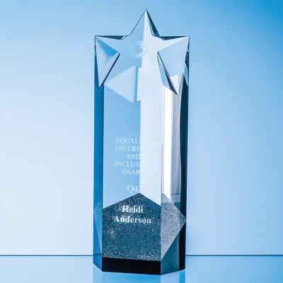 Picture of 24CM SPARKLING SILVER OPTICAL CRYSTAL STAR COLUMN AWARD