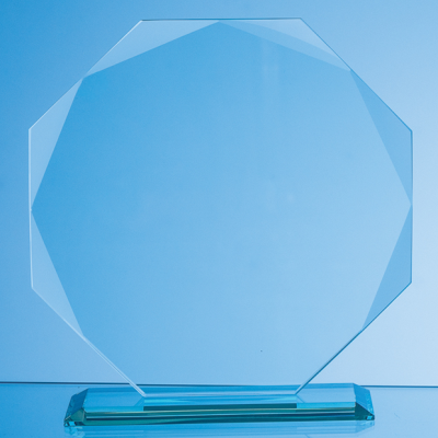 Picture of 19CM x 19CM x 10MM JADE GLASS FACETTED OCTAGON AWARD.