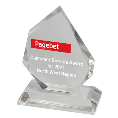 11,5CM x 9,5CM x 15MM CLEAR TRANSPARENT GLASS FACETTED ICE PEAK AWARD
