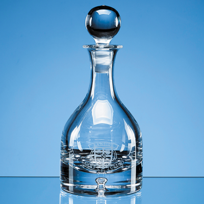 Picture of HANDMADE BUBBLE BASE ROUND GLASS WINE DECANTER.