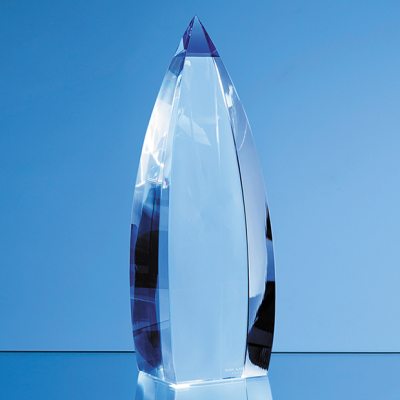 Picture of 23CM NIK MELLER DESIGN CLEAR TRANSPARENT OPTICAL CRYSTAL & COBALT BLUE VETRI OBELISK AWARD