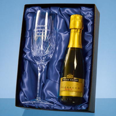 Picture of BLENHEIM SINGLE CHAMPAGNE FLUTE GIFT SET WITH a 20CL BOTTLE OF PROSECCO.