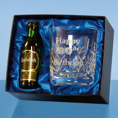 Picture of WHISKY TUMBLER GIFT SET with a 5Cl Mini Bottle of Malt Whisky.