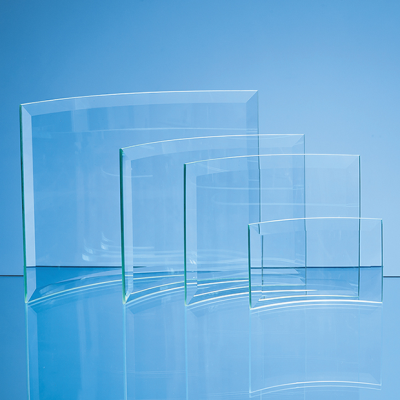 12,5CM x 16CM x 5MM JADE GLASS BEVELLED CRESCENT.