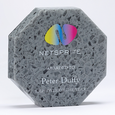 Picture of 15CM x 15CM x 2,5CM 100% RECYCLED ACRYLIC OCTAGON AWARD.