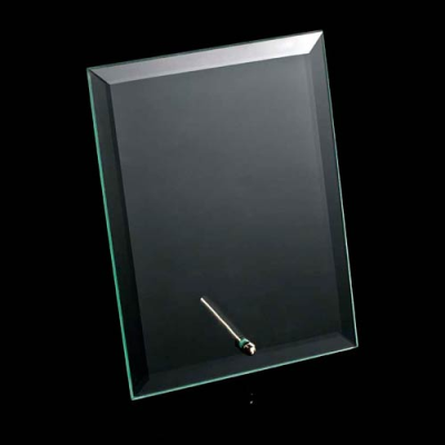 18CM x 12,5CM x 5MM JADE GLASS BEVELLED RECTANGULAR with Silver Chrome Pin