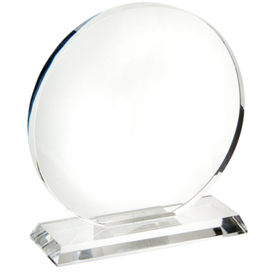 20CM x 12MM CLEAR TRANSPARENT GLASS CIRCLE AWARD