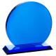BLUE GLASS TROPHY AWARD CIRCLE 185MM HIGH SUPPLIED in a Black Foam Lined Presentation Box image 2