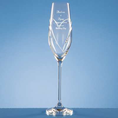 Picture of SINGLE DIAMANTE CHAMPAGNE FLUTE with Heart Shape Cutting