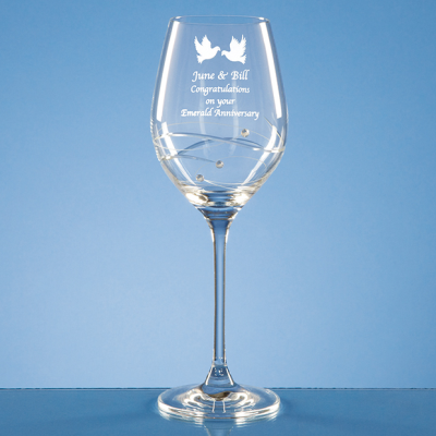 Picture of SINGLE DIAMANTE WINE GLASS with Spiral Design Cutting