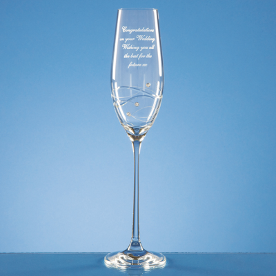 Picture of SINGLE DIAMANTE CHAMPAGNE FLUTE with Spiral Design Cutting