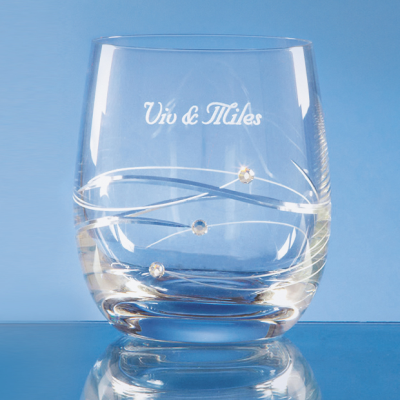 Picture of SINGLE DIAMANTE WHISKY TUMBLER with Spiral Design Cutting.