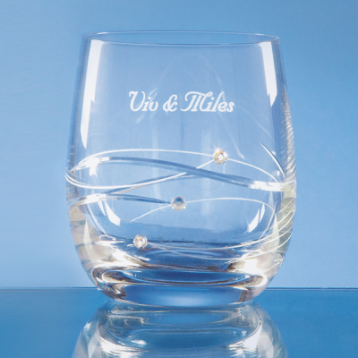 Picture of SINGLE DIAMANTE WHISKY TUMBLER with Spiral Design Cutting