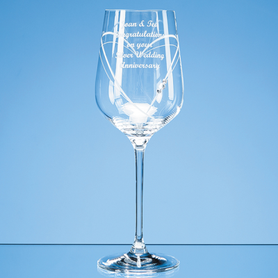 Picture of JUST FOR YOU DIAMANTE WINE GLASS with Heart Shape Cutting in an Attractive Gift Box.