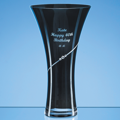 Picture of 25CM ONYX BLACK DIAMANTE TRUMPET VASE