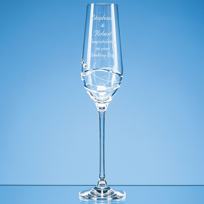 Picture of SINGLE DIAMANTE CHAMPAGNE FLUTE with Modena Spiral Cutting