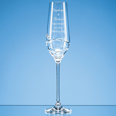 Picture of SINGLE DIAMANTE CHAMPAGNE FLUTE with Modena Spiral Cutting.