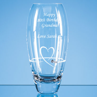 Picture of 18CM DIAMANTE PETIT VASE WITH HEART DESIGN IN AN ATTRACTIVE GIFT BOX.