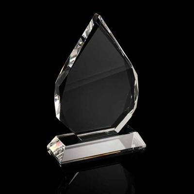 23CM x 16CM x 19MM JADE GLASS FACETTED DIAMOND PEAK AWARD