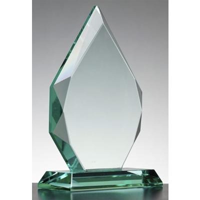 18,5CM x 12,5CM x 19MM JADE GLASS FACETTED DIAMOND PEAK AWARD
