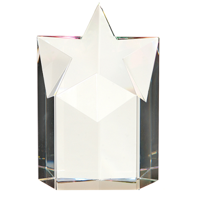 OPTICAL CRYSTAL STAR COLUMN 150MM HIGH CLEAR TRANSPARENT FINISH