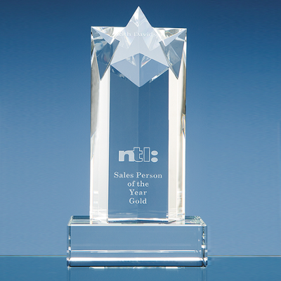 Picture of 20CM OPTICAL CRYSTAL STAR COLUMN AWARD