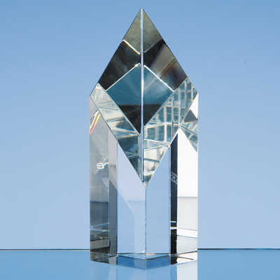 OPTICAL CRYSTAL GLASS SLOPING DIAMOND AWARD.