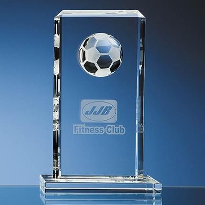 Picture of 24CM OPTICAL CRYSTAL FOOTBALL RECTANGULAR AWARD.