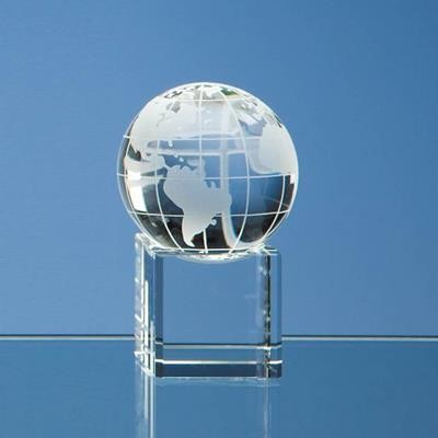 Picture of 5CM OPTICAL CRYSTAL GLOBE ON a CLEAR TRANSPARENT CRYSTAL BASE.