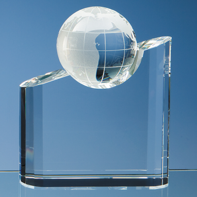 Picture of 18CM OPTICAL CRYSTAL GLOBE MOUNTAIN AWARD.