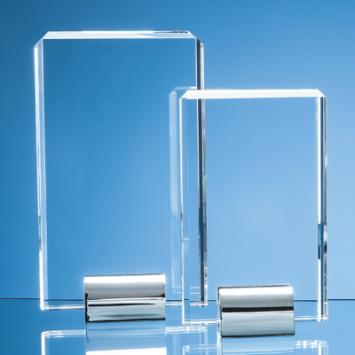 Picture of 20CM OPTICAL CRYSTAL RECTANGULAR MOUNTED ON a SILVER CHROME STAND