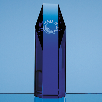 Picture of 19CM SAPPHIRE BLUE OPTICAL CRYSTAL HEXAGON AWARD.