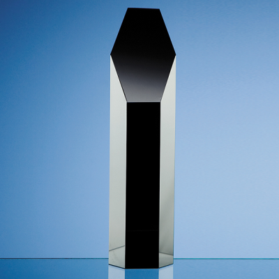 Picture of ONYX BLACK OPTICAL GLASS HEXAGON AWARD.