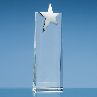 Picture of OPTICAL GLASS RECTANGULAR AWARD with Silver Star.