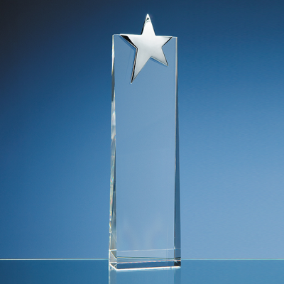 Picture of 27,5CM OPTICAL CRYSTAL RECTANGULAR with Silver Star.