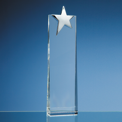 Picture of OPTICAL GLASS RECTANGULAR AWARD with Silver Star