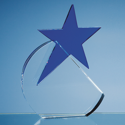 Picture of OPTICAL CRYSTAL GLASS CIRCLE with Blue Star Award.