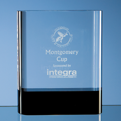 Picture of OPTICAL CRYSTAL GLASS RECTANGULAR AWARD with Onyx Black Base