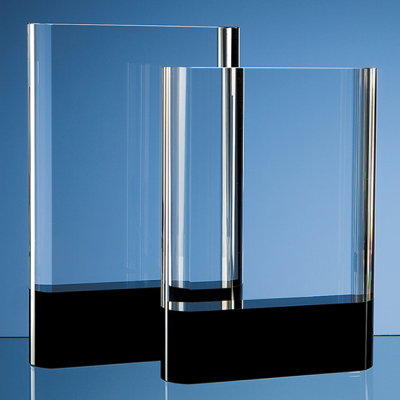 Picture of OPTICAL CRYSTAL GLASS RECTANGULAR AWARD with Onyx Black Base