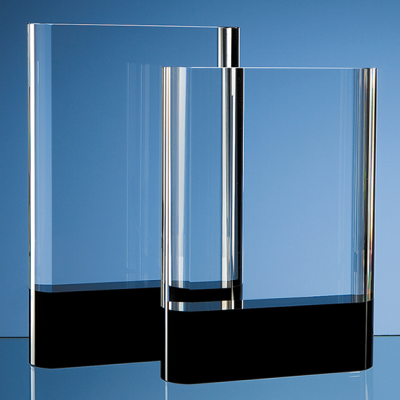 Picture of OPTICAL CRYSTAL GLASS RECTANGULAR AWARD with Onyx Black Base.