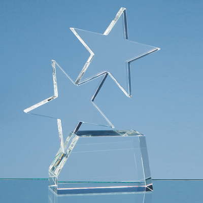 Picture of 20CM OPTICAL CRYSTAL DOUBLE RISING STAR AWARD.