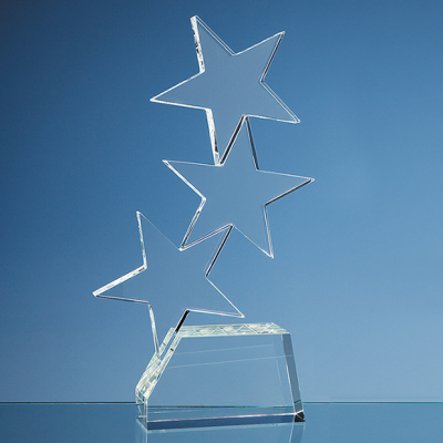 Picture of 28CM OPTICAL CRYSTAL TRIPLE RISING STAR AWARD.