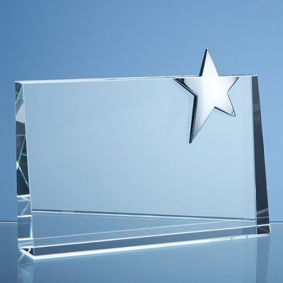 Picture of 20CM OPTICAL CRYSTAL HORIZONTAL RECTANGULAR with Silver Star.