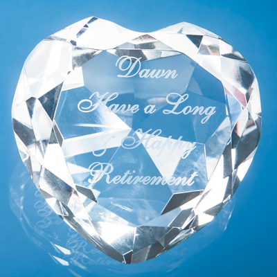 Picture of 8CM OPTICAL CRYSTAL CLEAR TRANSPARENT FACET HEART PAPERWEIGHT