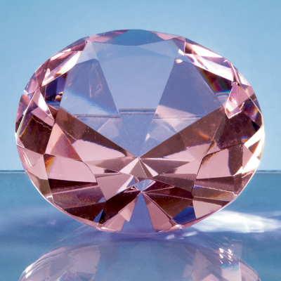 Picture of 8CM OPTICAL CRYSTAL PINK DIAMOND PAPERWEIGHT.